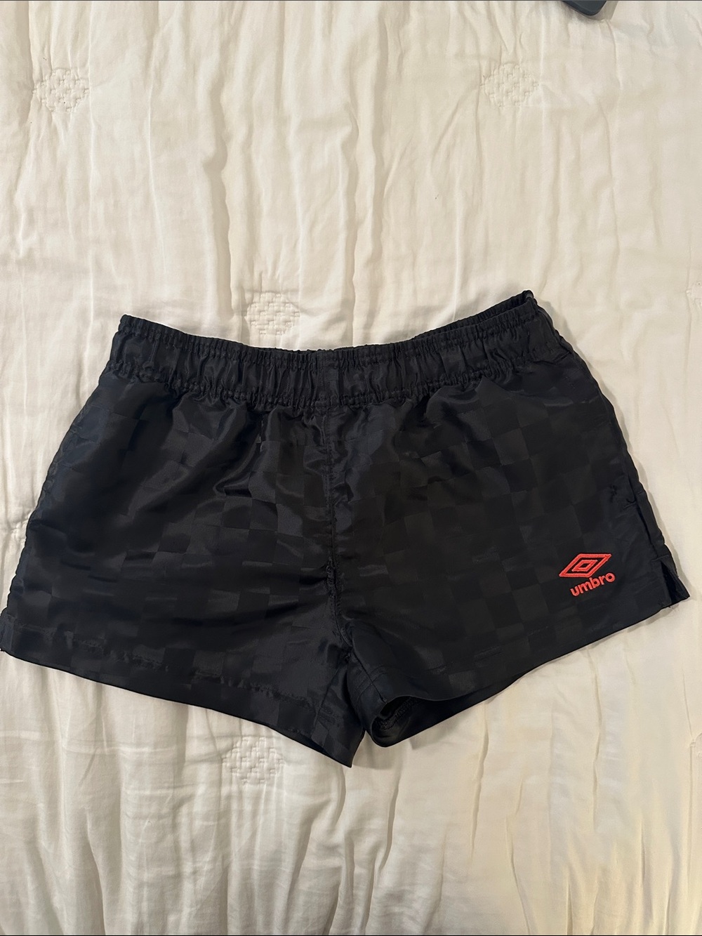 Umbro Black Athletic Shorts with Red Logo